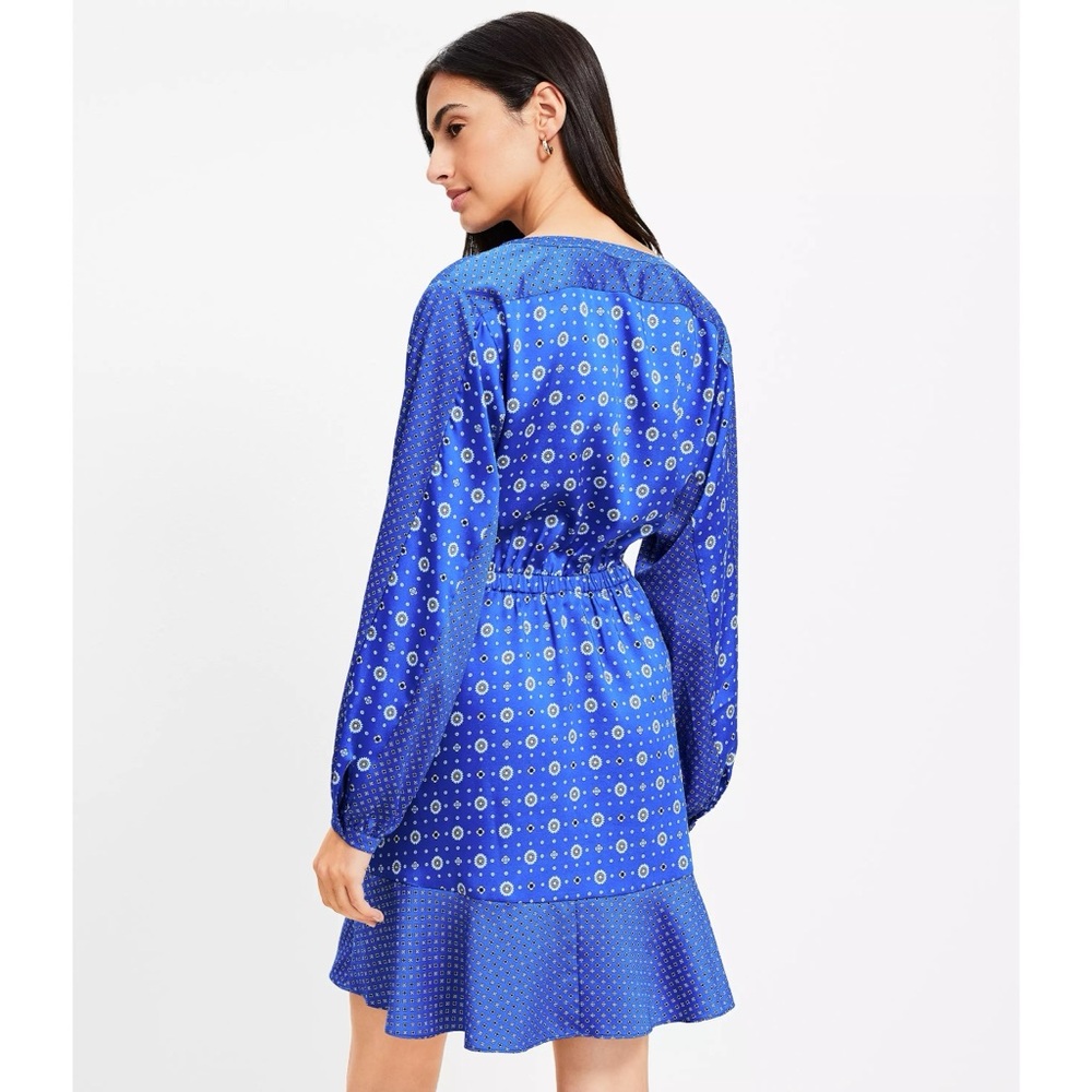 LOFT Mixed Geo Flounce Mini Shirtdress - Picture 2 of 10